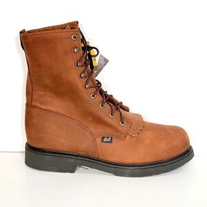Justin Boots New 8" Aged Bark Steel Toe Mens 8 EE Work Lace 795 EH Comfort USA